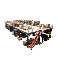 HONGXIN Étagère de mezzanine en acier laminé à froid robuste, sans boulons, réglable, avec revêtement en poudre anti-corrosion, personnalisable, 3 niveaux en acier