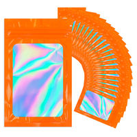 Kantong Ziplock 3 Sisi Segel Holografik Aluminium Foil Custom Print, Dapat Didaur Ulang, Untuk Kemasan Mie, Makanan Hewan, Jelly, Transparan