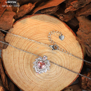 Heart Shape Pendant Silver <b>Jewelry</b> Morgan Pink Heart Charm Silver 925 Sterling Luxury Necklace - Product Image 3