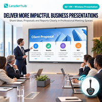 Tableau blanc intelligent Leaderhub 86 pouces 4K UHD avec système d'exploitation Android 16, tactile IR 50 points et certification EDLA pour grandes salles de réunion