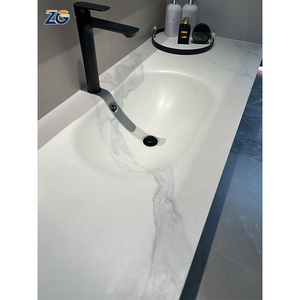 ZGSTONE Plan de lavabo en pierre frittée de style moderne, luxueux et écologique, avec vasque intégrée, pour salle de bain <span class=keywords><strong>d</strong></span>'hôtel - Product Image 1