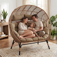 Fauteuil double surdimensionné en osier pour l'extérieur, canapé de jardin pour patio et cour arrière