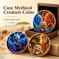 Pièce de monnaie en cuivre pur 999 de 1 oz, série Baby Beast, style graffiti coloré UV en relief 3D pour collectionneurs