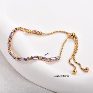 Bracelet coulissant en acier inoxydable avec zircone cubique pour femme, chaîne ajustable, bracelet tennis, bijoux empilables tendance, cadeau - Product Image 2