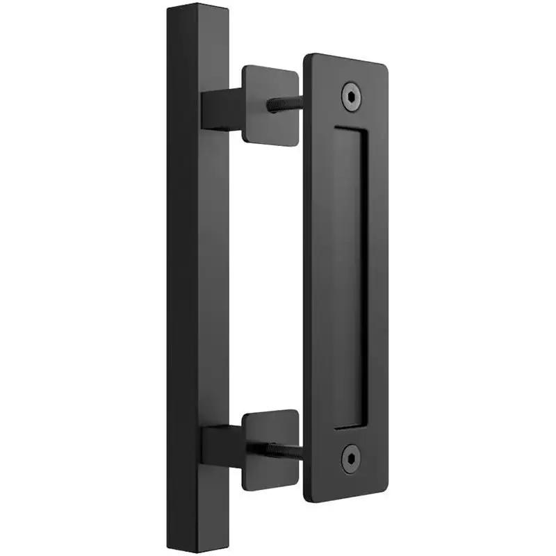 America Door Handle Black Color Square Shape Door offset Pull Handle for Barn Door Carbon Steel Hardware