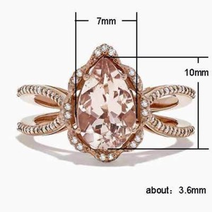 Anello da donna con zirconi intarsiati a goccia d'acqua, elegante gioiello da mano per la moda quotidiana - Product Image 2