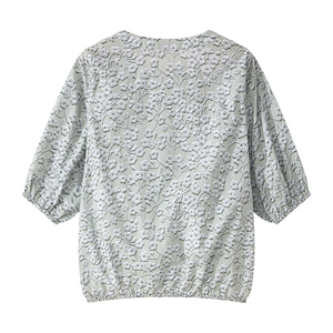 Logo de motif de couleur personnalisé 100% coton chemisiers pour femmes lâche à manches courtes - Product Image 3