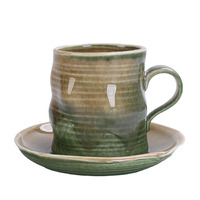 Tasse à café en céramique rétro de luxe léger, effet glaçure fournie, pour le thé de l'après-midi, design créatif minimaliste, forme irrégulière, pour couple