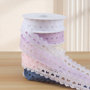 Cinta de encaje ondulada con <span class=keywords><strong>lazo</strong></span> de corazón hueco de 3 cm <span class=keywords><strong>para</strong></span> <span class=keywords><strong>ramo</strong></span> de flores, banda decorativa DIY - Product Image 4