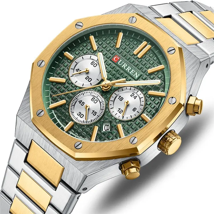 Großhandelspreis CURREN 8440 Herren Sport-Quartz-Armbanduhren Mode lässig Edelstahlband leuchtend Hände Armbanduhr Uhr