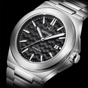 Reloj de pulsera mecánico automático luminoso para hombre, esfera verde con diseño de panal, correa de acero inoxidable, resistente al agua, calendario, reloj deportivo - Product Image 3