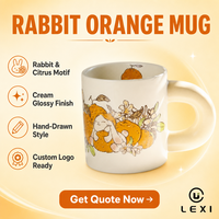 Mug en céramique de haute qualité avec motif de lapin mignon de style dessin animé, couleur personnalisée, LOGO, compatible lave-vaisselle et micro-ondes, idéal pour un cadeau