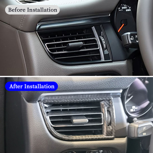 Macan 2014-2024 Araba Gösterge Paneli Hava Çıkışı Dekoratif Çerçevesi Siyah/Kırmızı Lüks 2 Parçalı İç Döşeme için Gerçek Karbon Fiber - Product Image 2