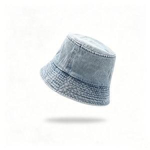 Denim Bucket <b>Hat</b> with Mountain Embroidery, Wide Brim Sun <b>Hat</b> for Men Women Casual Outdoor - Product Image 2