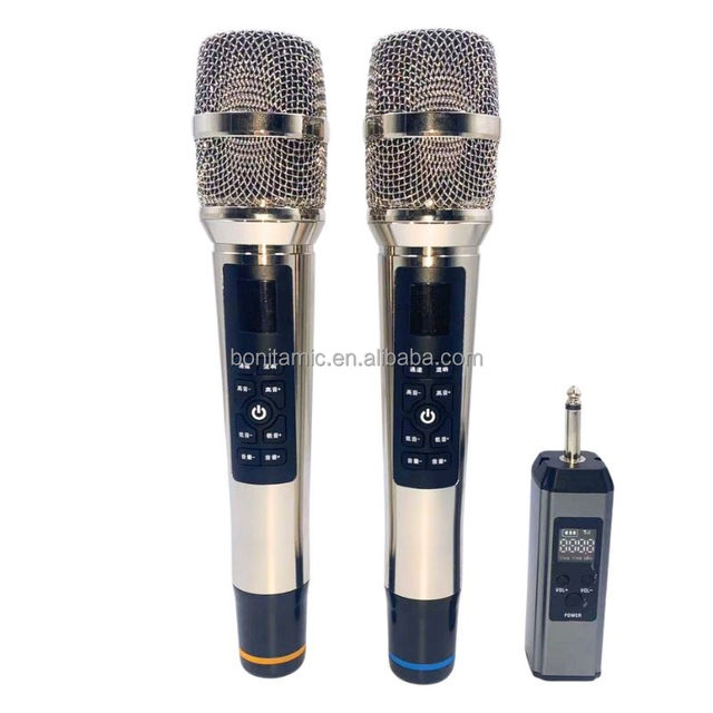 Hot Sale 2.4G Wireless Noise Cancelling 2-Channel Handheld Metal Microphone Clear Sound Rechargeable Type C for Home KTV