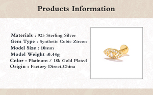 ROXI 16G Boucles d'oreilles clous à tête plate pour piercing de cartilage, avec diamants en forme d'œil, en argent sterling S925 - Product Image 6