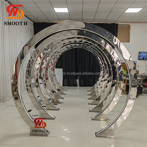 Support de fond rectangulaire en métal pour photographie avec miroir tunnel LED lisse, lumière RGB personnalisable en taille et couleur pour la décoration de mariage - Product Image 2