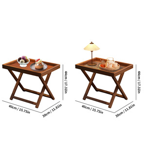 Foldable Wood Side <b>Table</b> Brown <b>Bamboo</b> Base Nightstand Living Room Bedroom Balcony Use - Product Image 5
