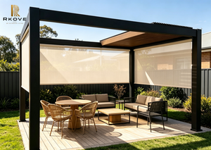Pergola moderne en aluminium RKOVE avec toit rétractable et pare-soleil pour la vie en plein air dans la cour - Product Image 3