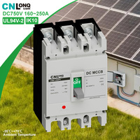 Disjoncteur à boîtier moulé CNLONQ DC MCCB 750V 160A 180A 200A 225A 250A 3 pôles thermique-magnétique CE pour batterie solaire 20kA IEC