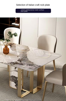 Table à manger extensible 8 places table à manger blanche ensemble de table à manger moderne table à manger en marbre blanc et or