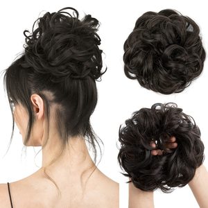 Grande pièce de cheveux pour chignon désordonné, ondulée <span class=keywords><strong>et</strong></span> bouclée, en synthétique, extensions de cheveux pour queue de cheval, chignon épais, postiches pour chignon - Product Image 1