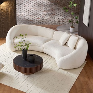 Sofá Seccional Curvo en Oferta, Superficie Tapizada en Terciopelo, Diseño Afelpado, Muebles Modernos para Sala de Estar - Product Image 1
