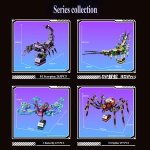 ZHEGAO Insectes mécaniques lumineux 350-470 pièces Mini blocs Scorpion <span class=keywords><strong>Scarabée</strong></span> Mantis Modè<span class=keywords><strong>le</strong></span> Décoration de bureau Cadeau pour garçons 7+ - Product Image 3