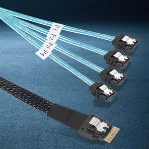 Cable MINI Slim SAS de 38 pines SFF-8654 <span class=keywords><strong>4i</strong></span> a 4 SATA 3.0 de 7 pines, cable de distribución para controlador RAID de servidor, de host a unidades de disco duro objetivo - Product Image 3