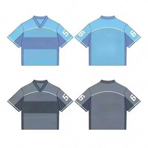 เสื้อเจอร์ซีย์อเมริกันฟุตบอลทรงบ็อกซี่ แขนสั้น ระบายอากาศได้ดี พิมพ์ลายแบบรีโทรสตรีท ไซส์พลัส พร้อมโลโก้สั่งทำพิเศษ ผ้าตาข่ายแบบครอปสำหรับผู้ชาย - Product Image 2