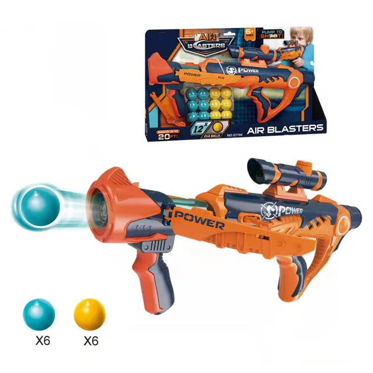 Pistola de brinquedo de segurança 12 bolas, pistola de brinquedo de plástico para crianças