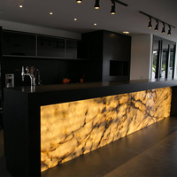 Comptoir de bar rétroéclairé moderne sur mesure avec éclairage pour usage commercial dans les hôtels, restaurants, clubs, bars à domicile - Couleur pierre noire