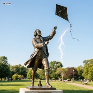 Benutzer definierte Park Square Decor Große hand gegossene Bronze Fliegen Sie einen Drachen, um Blitz lebensgroße berühmte Benjamin Franklin Messing Statue anzuziehen - Product Image 4