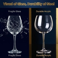 Gobelet à vin incassable en PC de 600 ml, réutilisable, transparent comme du cristal, avec pied, pour mariages et bars