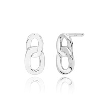 Boucles d'oreilles clous à double maillon ovale en argent sterling S925 plaqué or 18 carats
