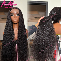 Peluca Larga de Cabello Humano Virgen con Encaje Transparente HD, Ondas Nuevas de Lujo, 13*4, 250% de Densidad, con Pegamento y Encaje Frontal, Estilo Indio