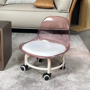 Silla Infantil <span class=keywords><strong>con</strong></span> <span class=keywords><strong>Respaldo</strong></span>, Banco Transparente de Acrílico para el Hogar, <span class=keywords><strong>Taburete</strong></span> <span class=keywords><strong>Bajo</strong></span> <span class=keywords><strong>con</strong></span> Ruedas Universales - Product Image 2