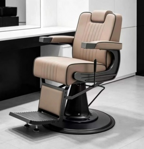 Contemporary Faux Leather Barber Chair with Adjustable Footrest Hydraulic Height Control Round Base Salon Furniture - Product Image 2