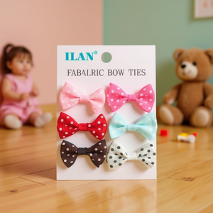 Fiocchi in tessuto ILAN, 12 pezzi, colori misti, accessori per capelli a pois per bambini - Product Image 3
