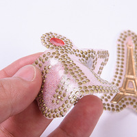 Patchs brodés en strass Bling Tour Eiffel Paris, lettres appliquées pour vêtements, chapeaux, chaussures, sacs – Vente en gros