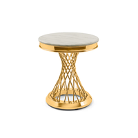 Table basse moderne en marbre blanc avec base en acier inoxydable doré Table d'appoint ronde pour salle à manger salon chambre vente en gros
