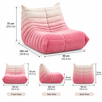 Canapé compressible rose dégradé crème, super confortable et moelleux, pour une expérience d'assise optimale dans la chambre, le dortoir, la fenêtre en baie, pour se détendre et regarder des films