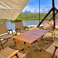 Table de camping pliante avec réchaud à gaz intégré et chaise enfant, pour une expérience de camping moderne