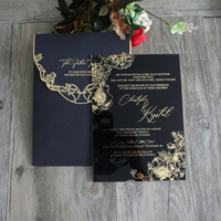 Tarjeta de Invitación de Acrílico Negro para el 80.º Cumpleaños con Texto en Dorado, Nuevo Diseño, Invitaciones de Lujo, Gran Venta