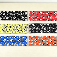 Bandeau et serre-tête de sport en coton imprimé football, élastique, réutilisable et antidérapant pour femmes et hommes - Idéal pour la course, le yoga et le spa