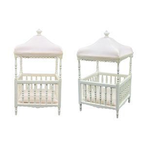 Meubles pour maison de poupée <span class=keywords><strong>Lit</strong></span> en bois royal 1/6 Échelle 1/12 <span class=keywords><strong>Lit</strong></span> d'enfant miniature à <span class=keywords><strong>baldaquin</strong></span> OB11 - Product Image 1