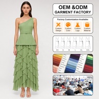 Robe longue décontractée d'été pour femme, personnalisable, qualité supérieure, OEM ODM, avec ceinture et volants à une épaule