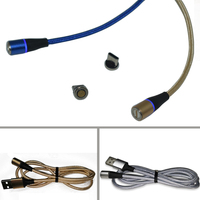 QC3.0 Pengisi Daya Cepat Magnet 3 Dalam 1 Kepang Mikro USB C 1.2M