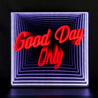 Lettres miroir infini personnalisées en acrylique 3D, logo lumineux LED étanche pour entreprise, boutique, café, bar, décoration murale