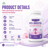 Complément alimentaire en comprimés de Myo-Inositol et D-Chiro-Inositol de marque privée de qualité supérieure pour la fonction ovarienne et la gestion de l'énergie chez la femme